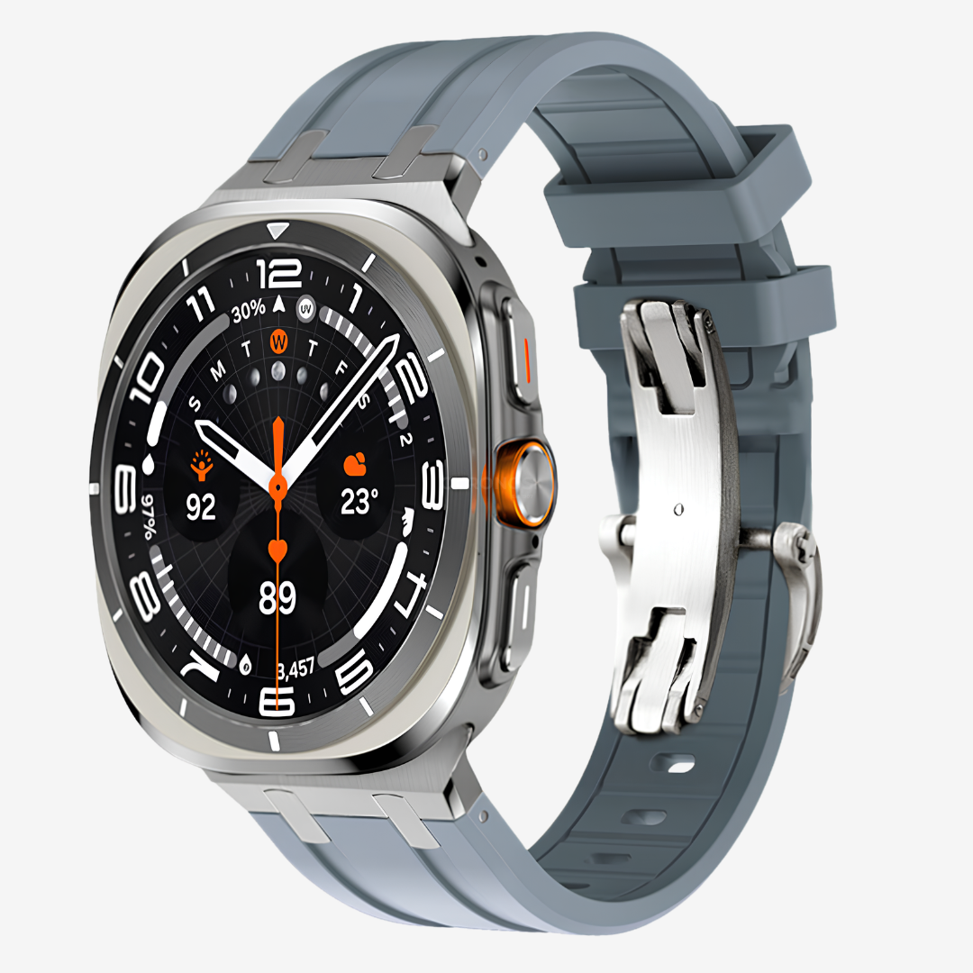 AP Thick Silicone Band For Galaxy Watch Ultra - Gray-Silver Buckle / Galaxy Watch Ultra 47mm - Watch Band