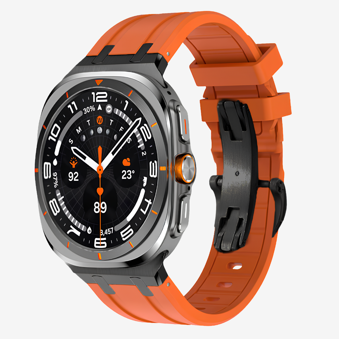 AP Thick Silicone Band For Galaxy Watch Ultra - Orange-Black Buckle / Galaxy Watch Ultra 47mm - Watch Band