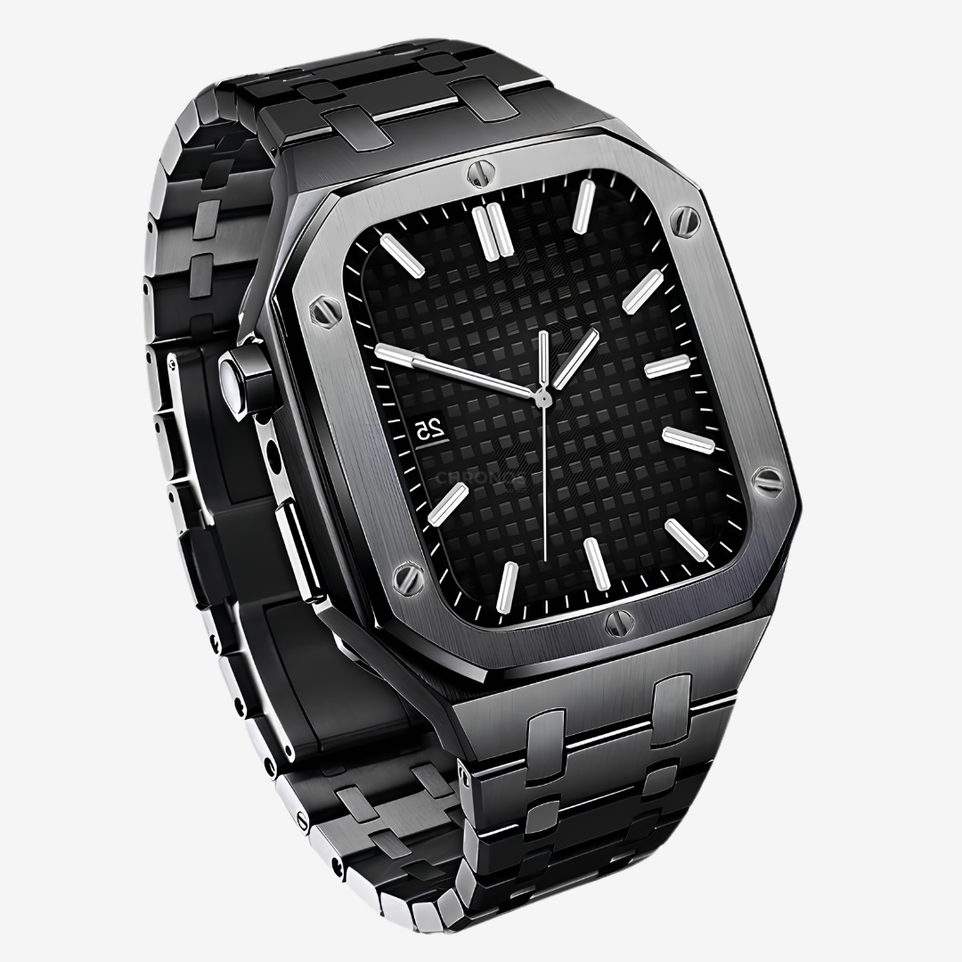 AP9006 316L Stainless Steel Band Stainless Steel Case Retrofit Kit For Apple Watch - Black / Series SE/4/5/6 - 44mm