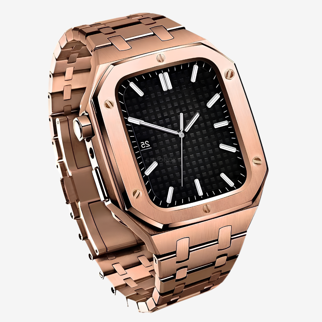 AP9006 316L Stainless Steel Band Stainless Steel Case Retrofit Kit For Apple Watch - Rose Gold / Series SE/4/5/6 - 44mm