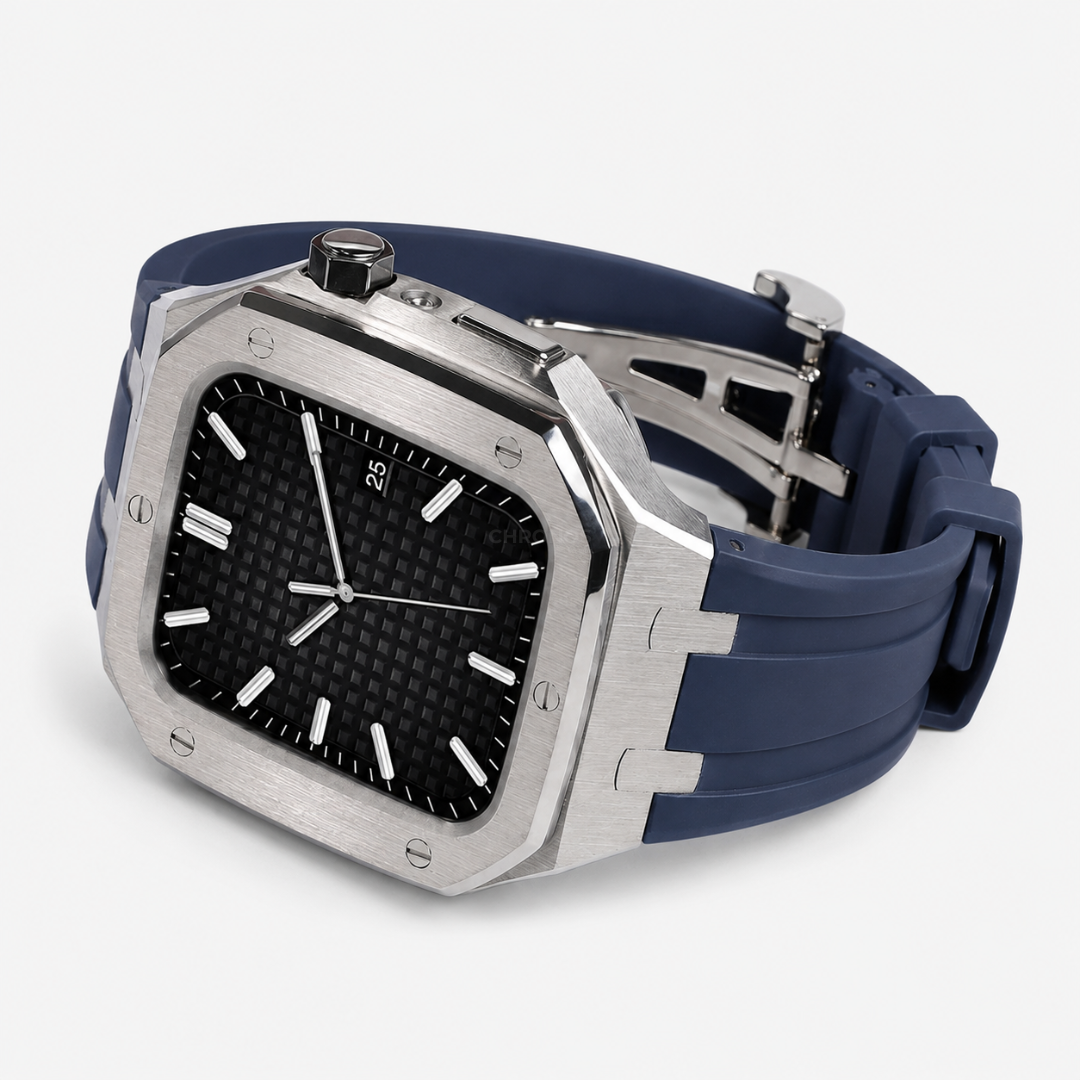 AP9006 Silicone Band Stainless Steel Case Retrofit Kit For Apple Watch - Watch Case