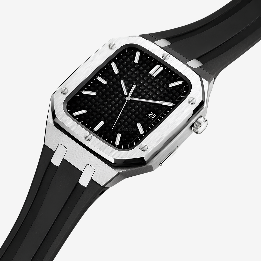 AP9006 Silicone Band Stainless Steel Case Retrofit Kit For Apple Watch - Watch Case