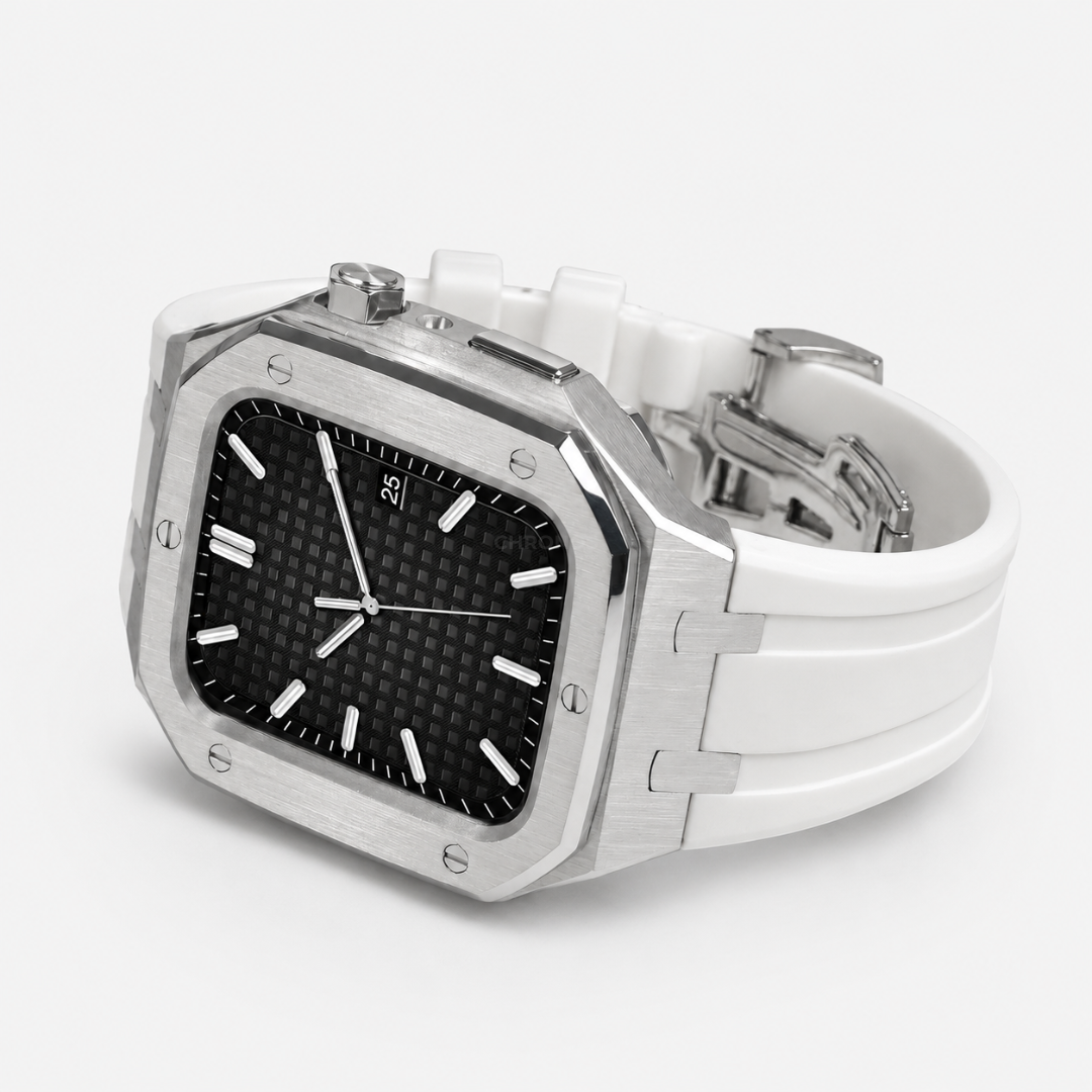 AP9006 Silicone Band Stainless Steel Case Retrofit Kit For Apple Watch - Watch Case