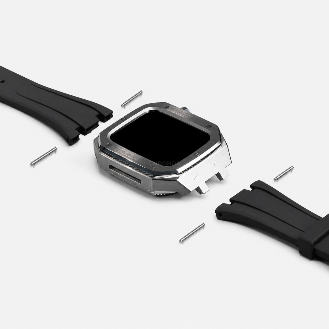 AP9006 Silicone Band Stainless Steel Case Retrofit Kit For Apple Watch - Watch Case