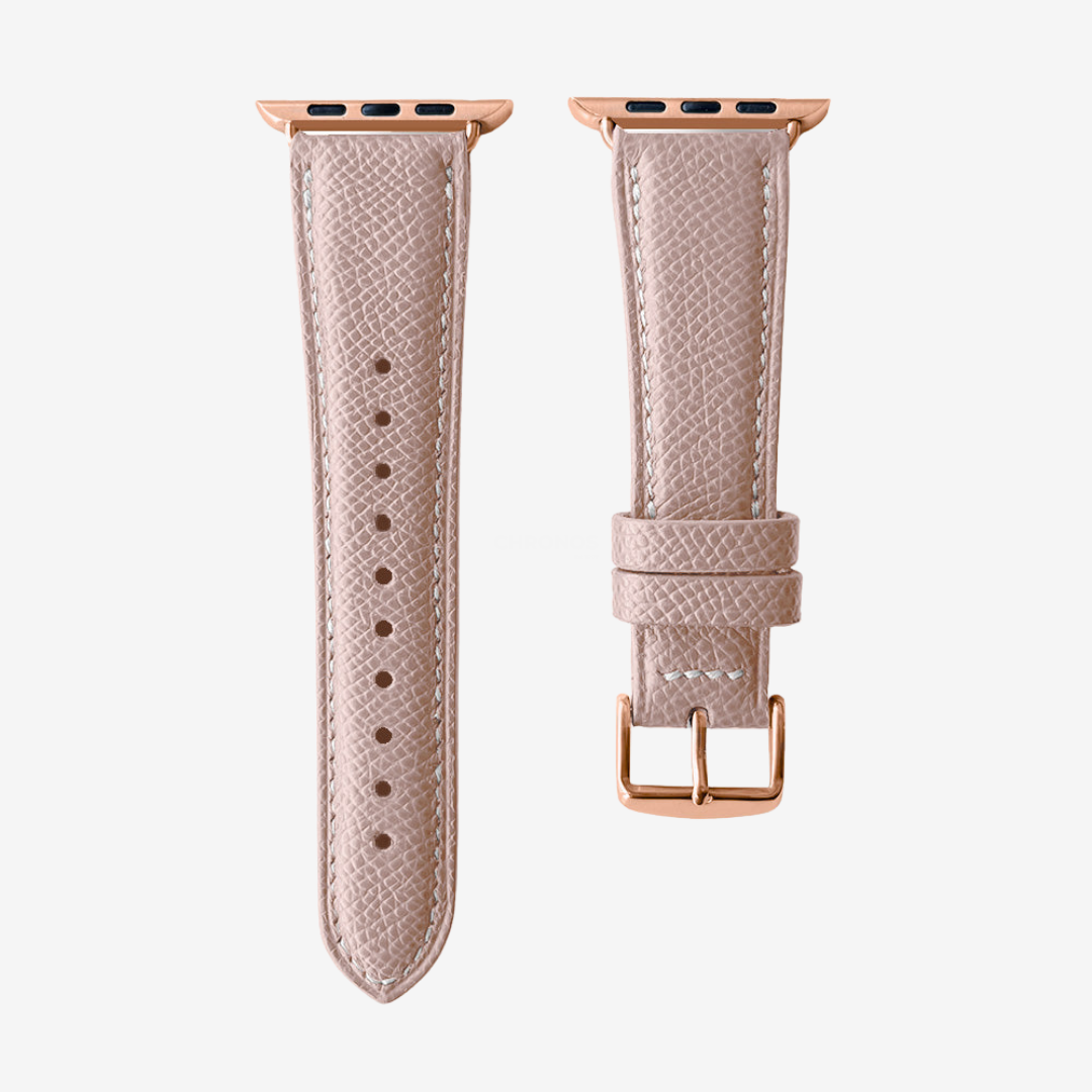 Apple Watch Band - Grained Genuine Leather - Pale Pink / Rose Gold / 44/45/46/49mm - Watch Band
