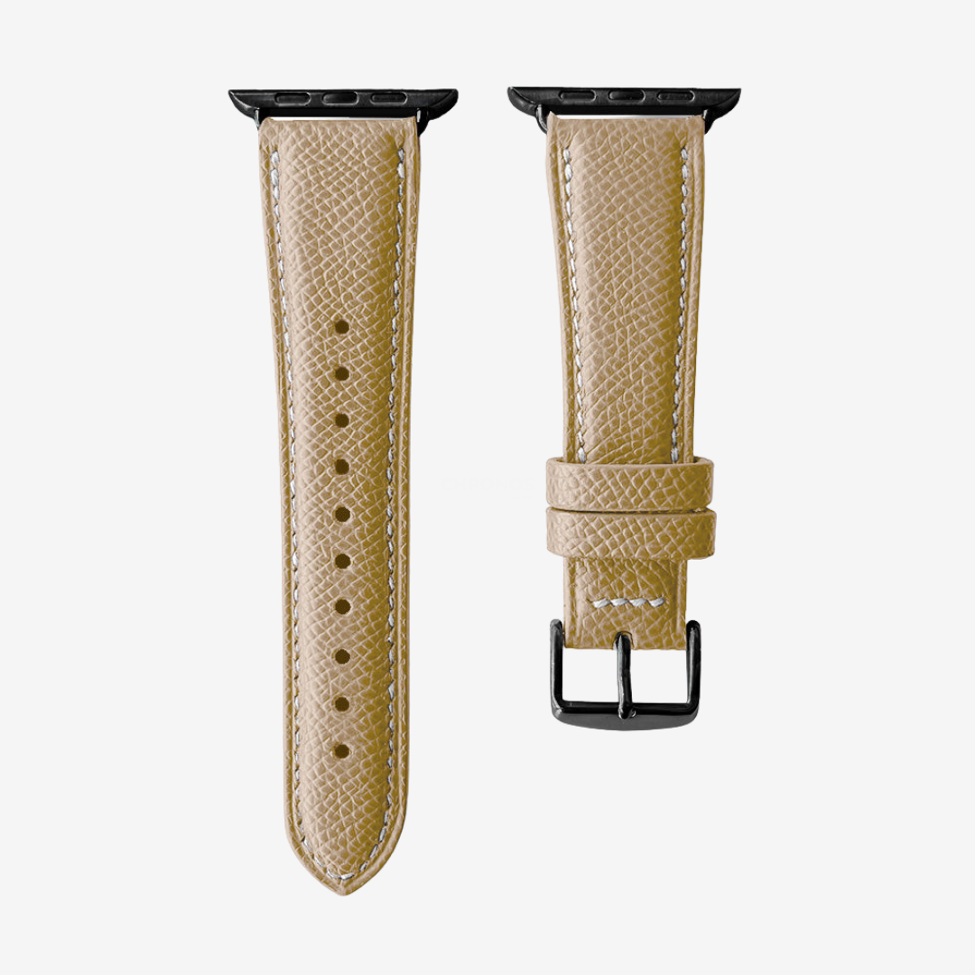Apple Watch Band - Grained Genuine Leather - Sand / Black / 44/45/46/49mm - Watch Band