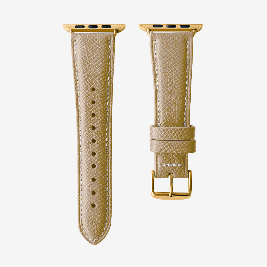 Apple Watch Band - Grained Genuine Leather - Sand / Gold / 44/45/46/49mm - Watch Band