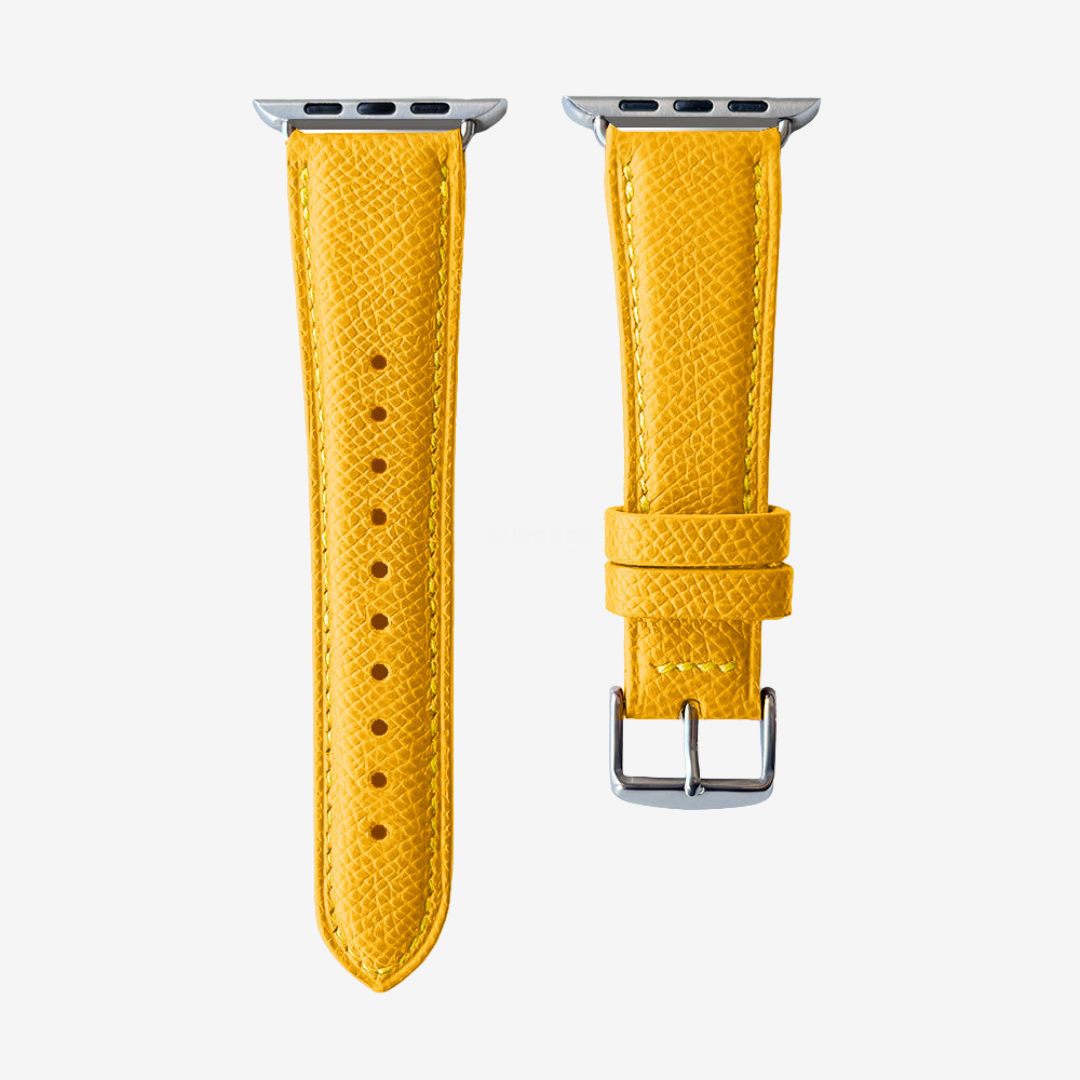Apple Watch Band - Grained Genuine Leather - Tangerine Yellow / Money / 44/45/46/49mm - Watch Band