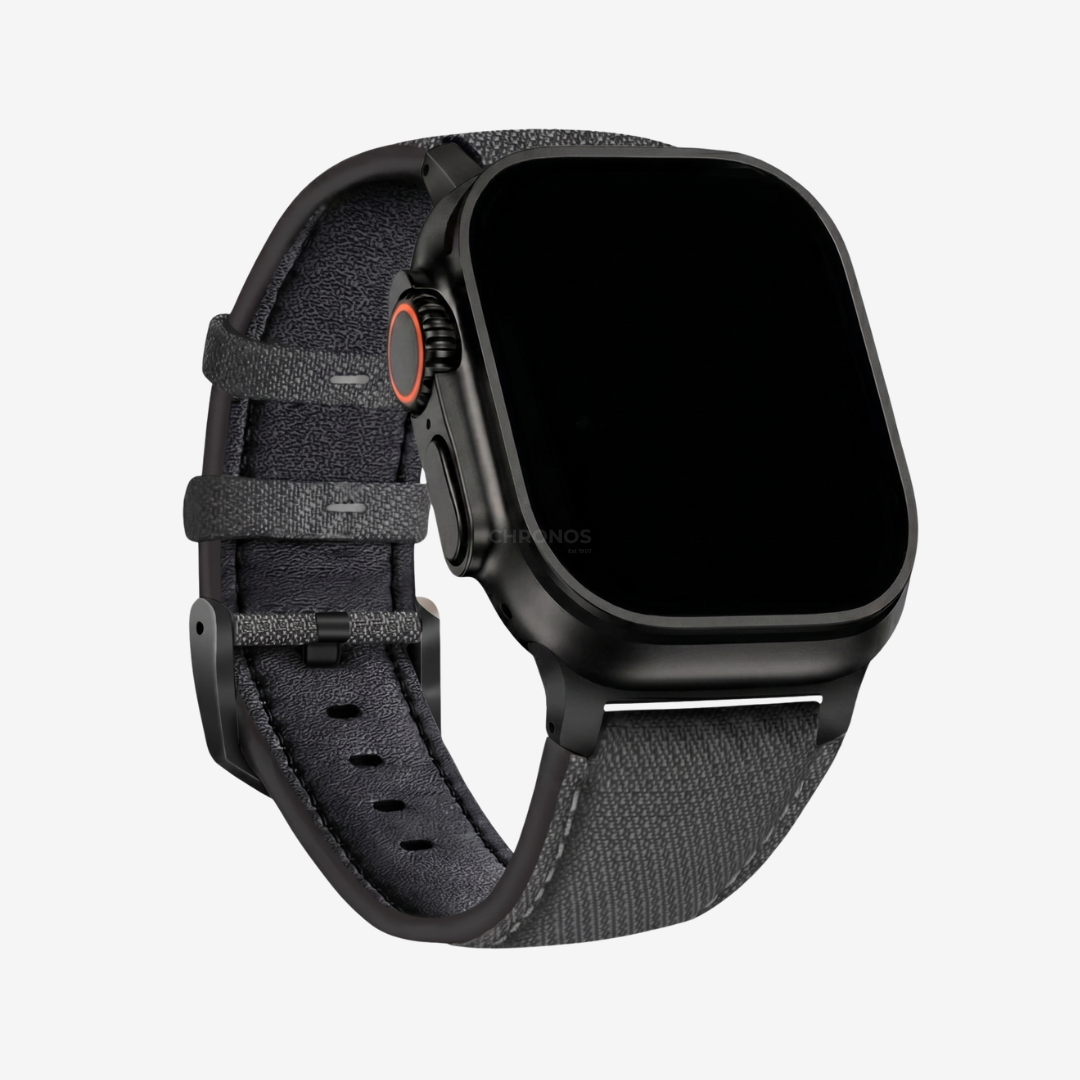 Apple Watch Band - Leather Nylon - Anthracite / 44/45/46/49mm / Black - Watch Band
