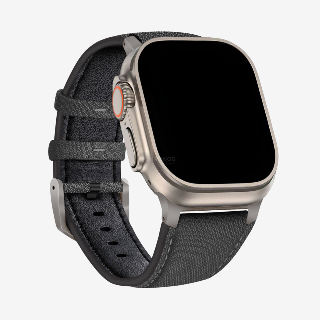 Apple Watch Band - Leather Nylon - Anthracite / 44/45/46/49mm / Titanium - Watch Band