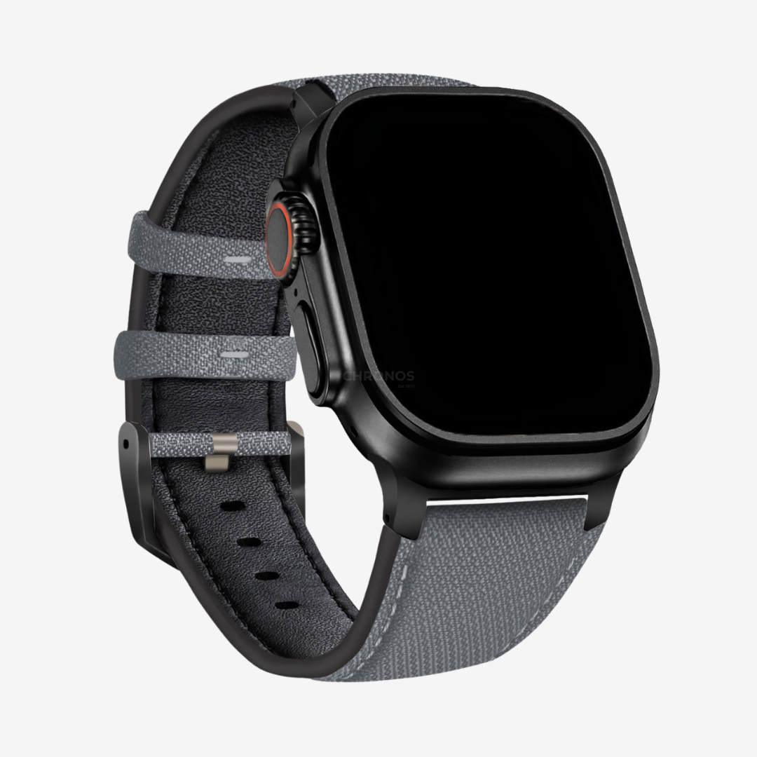 Apple Watch Band - Leather Nylon - Arctic Mist / 44/45/46/49mm / Black - Watch Band