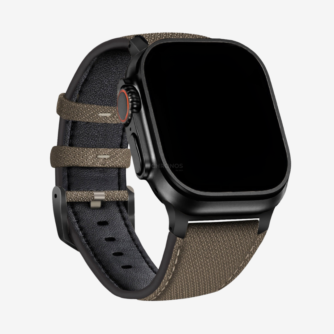 Apple Watch Band - Leather Nylon - Wild Amber / 44/45/46/49mm / Black - Watch Band