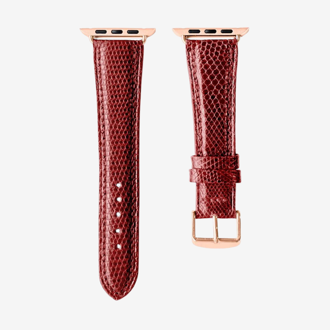 Apple Watch Band - Lizard Print Genuine Leather - Copper / Rose Gold / 44/45/46/49mm - Watch Band