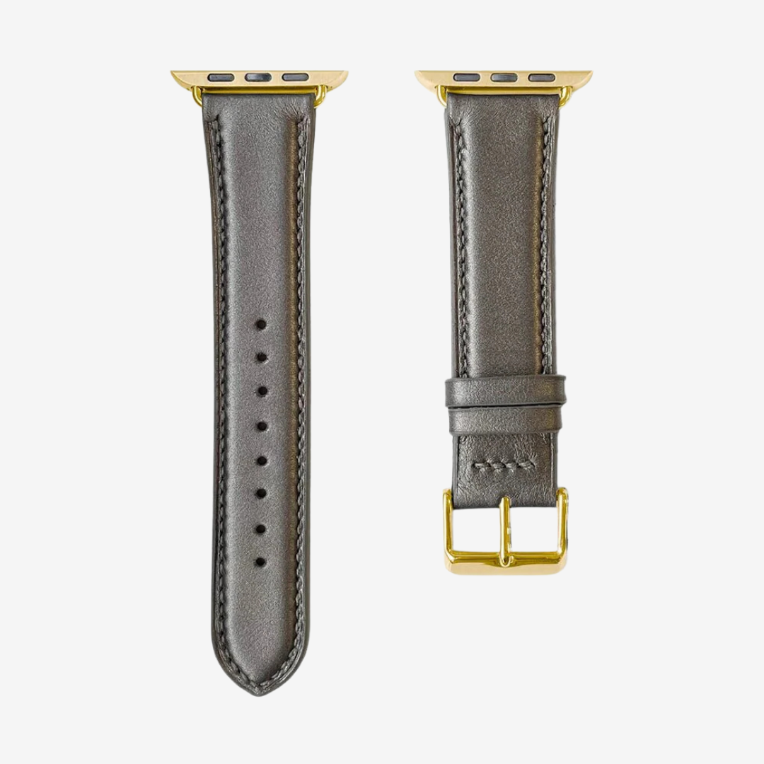 Apple Watch Band - Metallic Genuine Leather - Amber Glow / Gold / 44/45/46/49mm - Watch Band