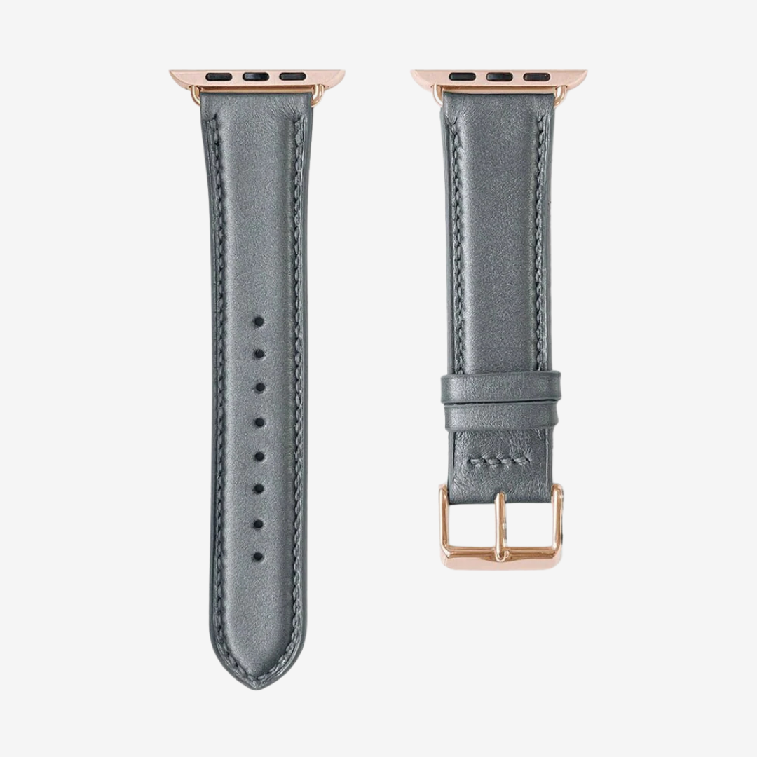 Apple Watch Band - Metallic Genuine Leather - Moonlight / Rose Gold / 44/45/46/49mm - Watch Band