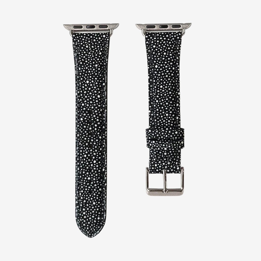 Apple Watch Band - Metallic Genuine Leather - Powdery Night / Titanium / 44/45/46/49mm - Watch Band