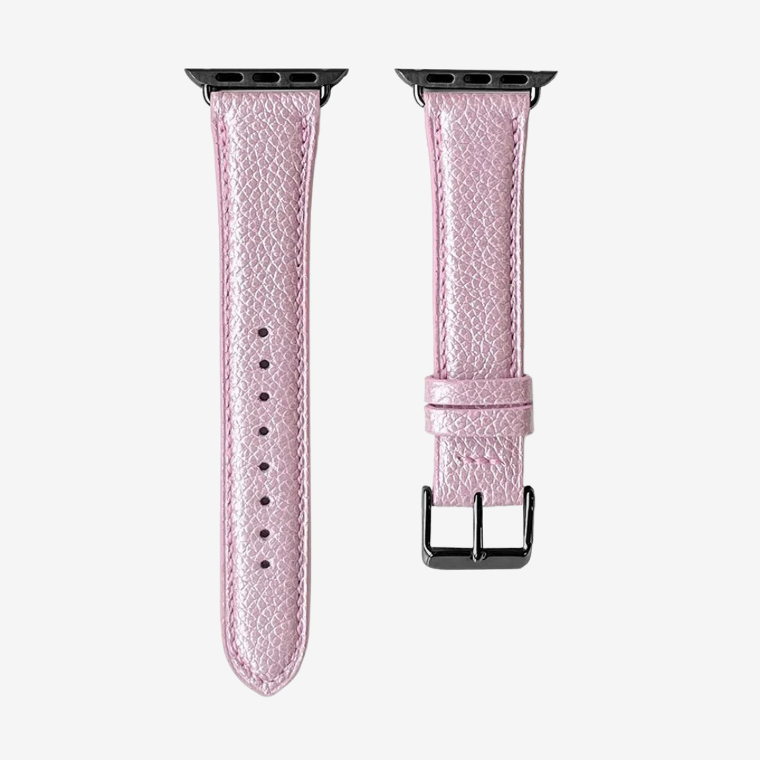 Apple Watch Band - Metallic Genuine Leather - Satin Dream / Black / 44/45/46/49mm - Watch Band