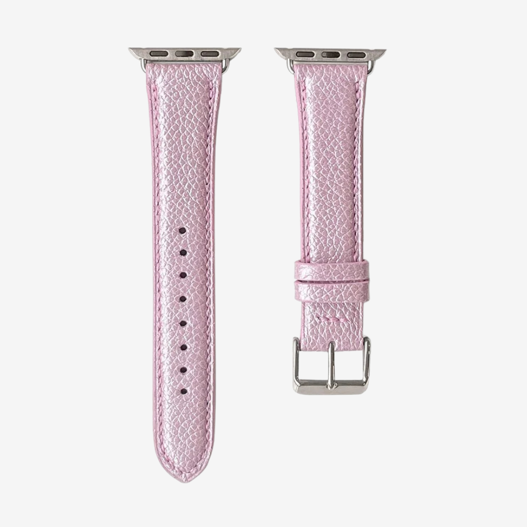 Apple Watch Band - Metallic Genuine Leather - Satin Dream / Titanium / 44/45/46/49mm - Watch Band