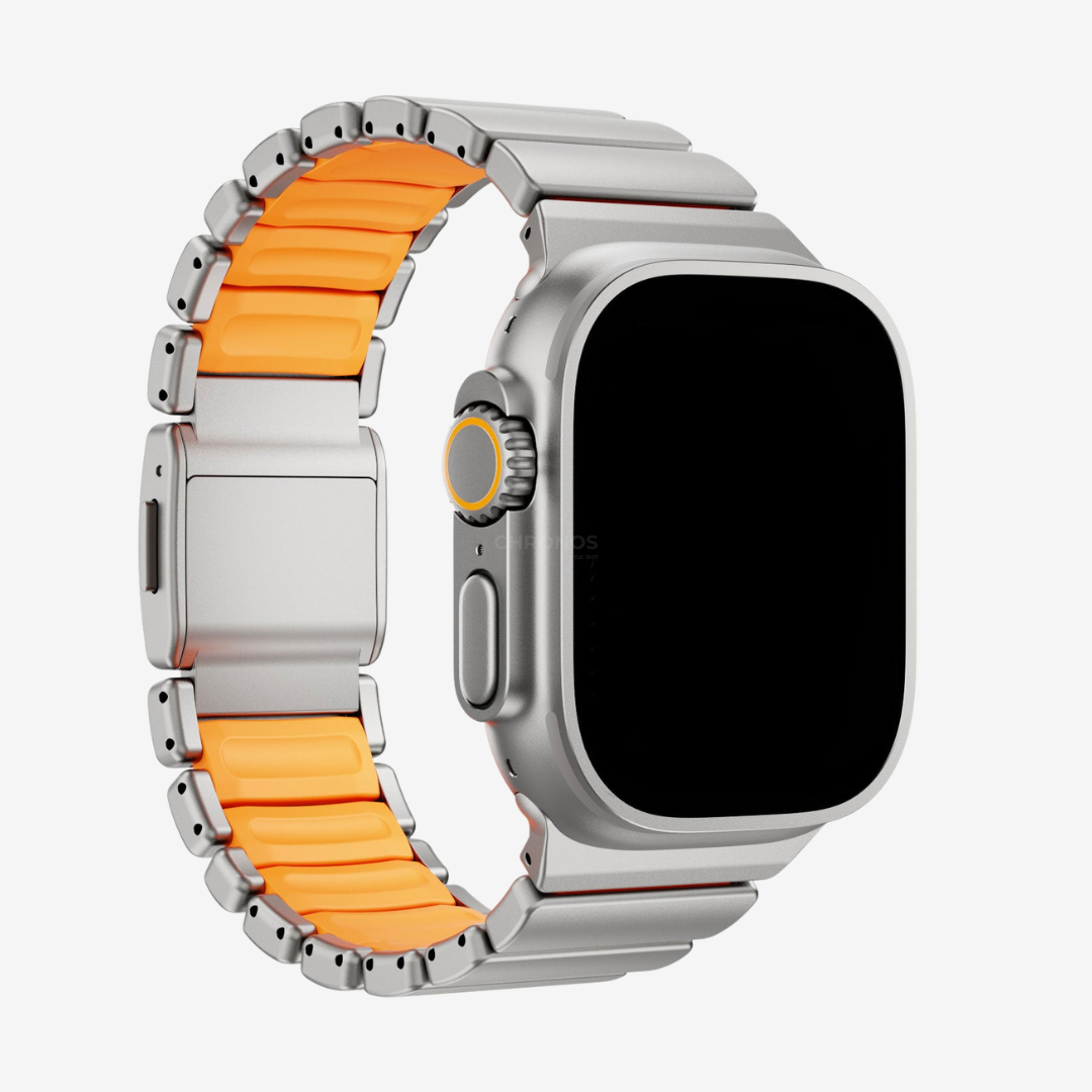 Apple Watch Band - Sport Steel - Titanium & Orange / 44/45/46/49mm - Watch Band