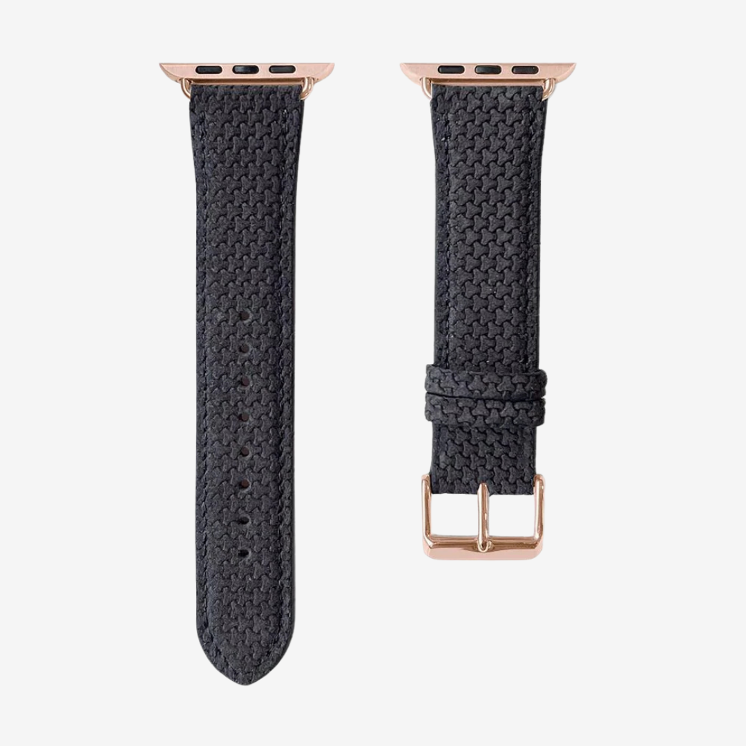 Apple Watch Band - Textured Genuine Leather - Anthracite Grey / Rose Gold / 44/45/46/49mm - Watch Band
