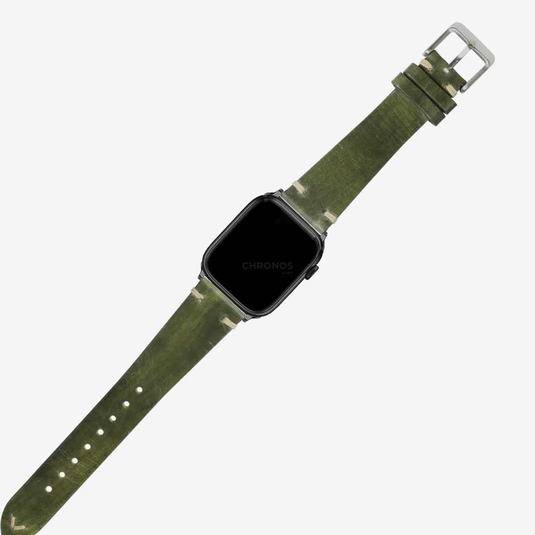 Apple Watch Band - Vintage Knotted Leather - Smoked Amazon Green - Watch Band