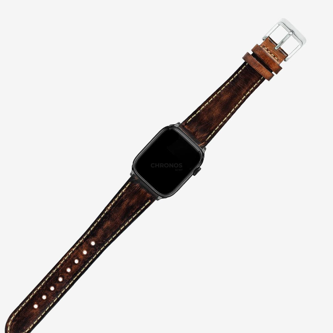 Apple Watch Band - Vintage Leather - Smoke Brown | Contrast Stitching - Watch Band
