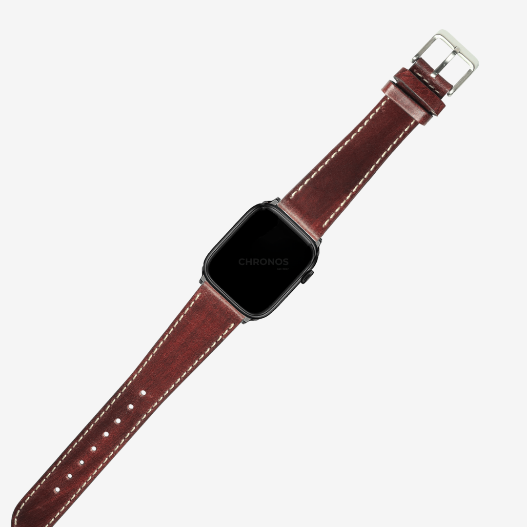 Apple Watch Band - Vintage Leather - Smoke Dark Brown | Contrast Stitching - Watch Band