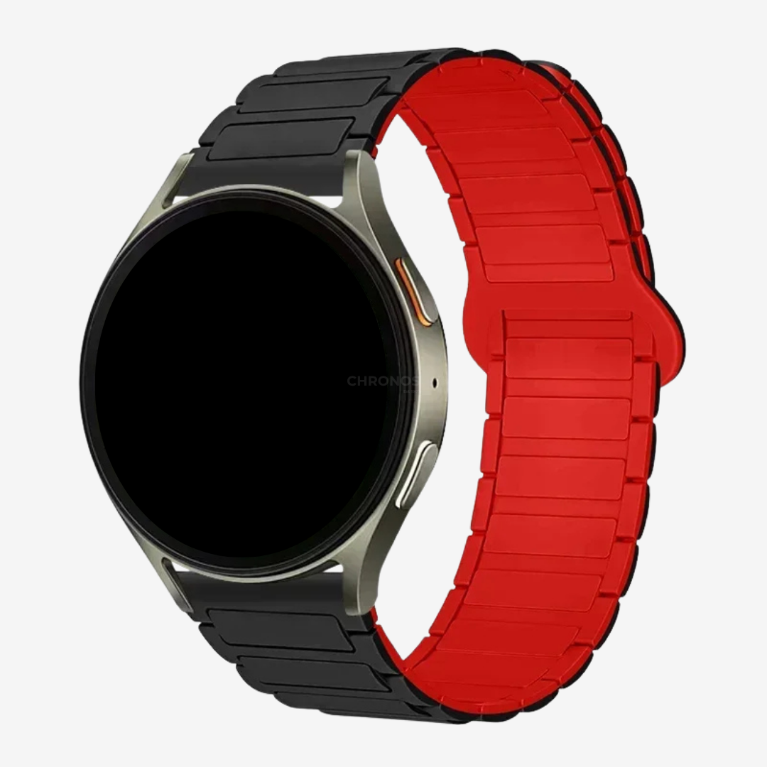 Coros Watch Band - Magnetic Silicone - Black Red - Watch Band