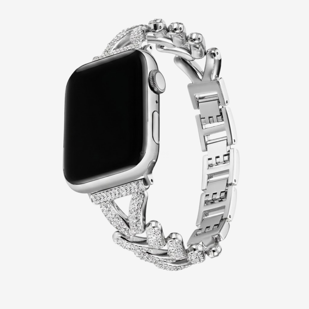 Diamond-encrusted Stainless Steel Band - Watch Band