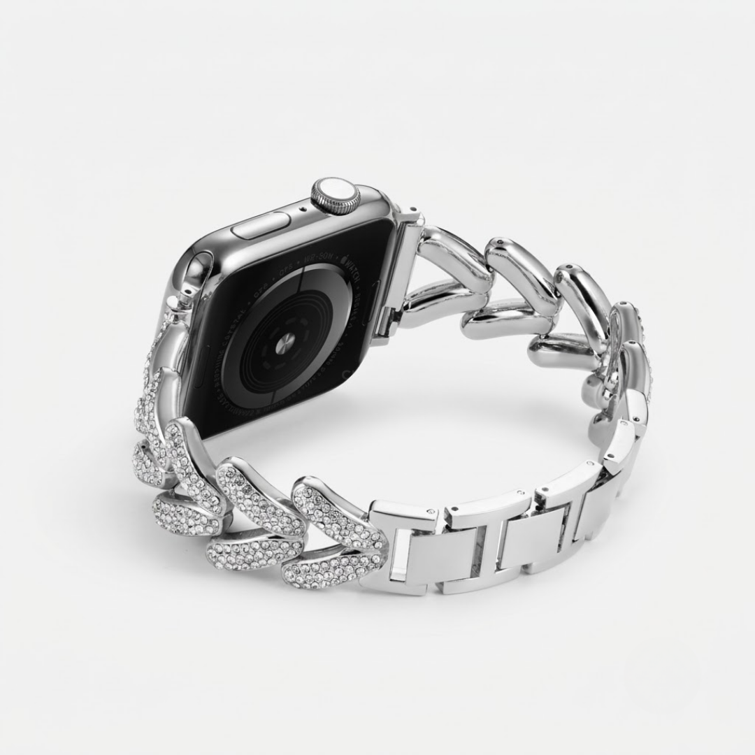 Diamond-encrusted Stainless Steel Band - Watch Band