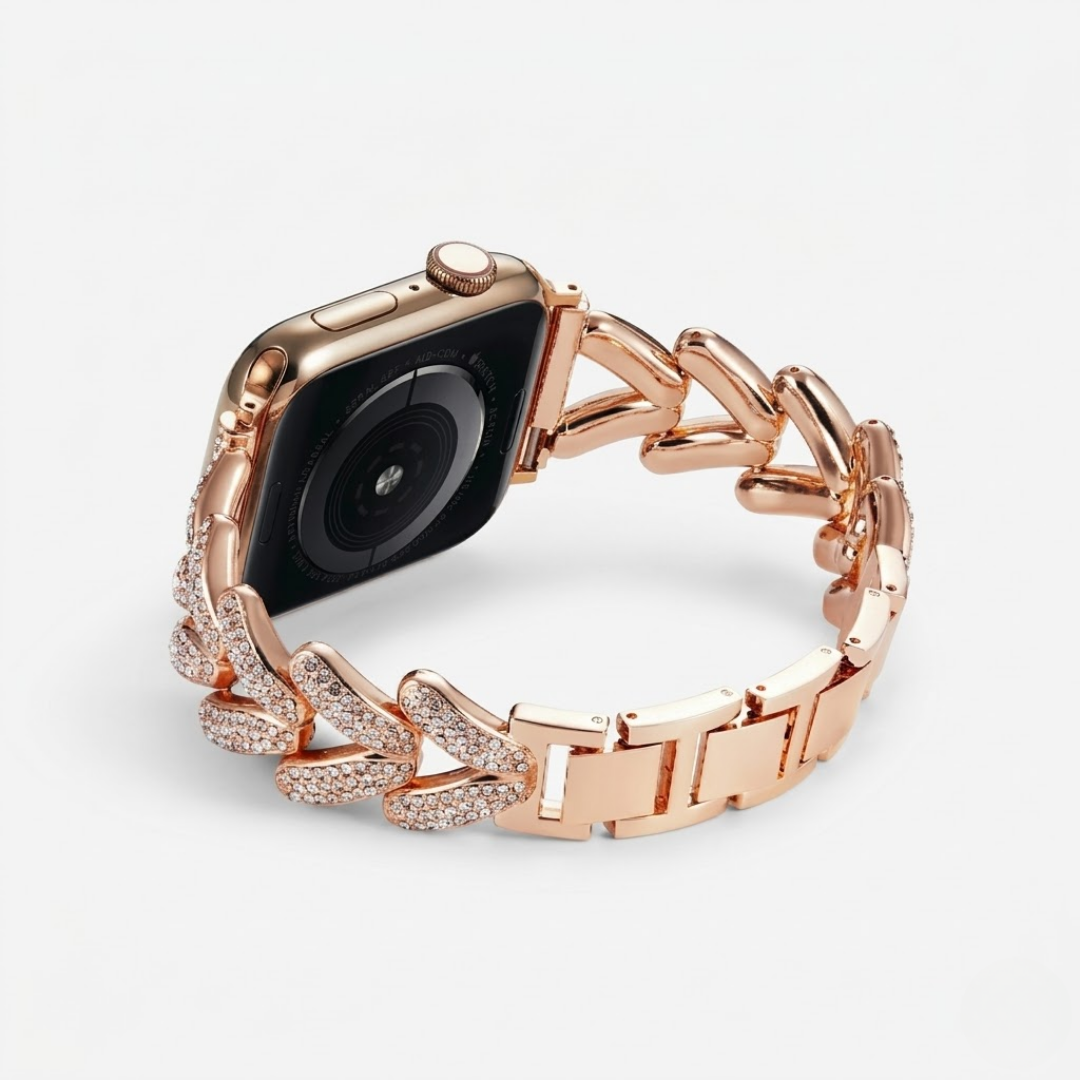 Diamond-encrusted Stainless Steel Band - Watch Band