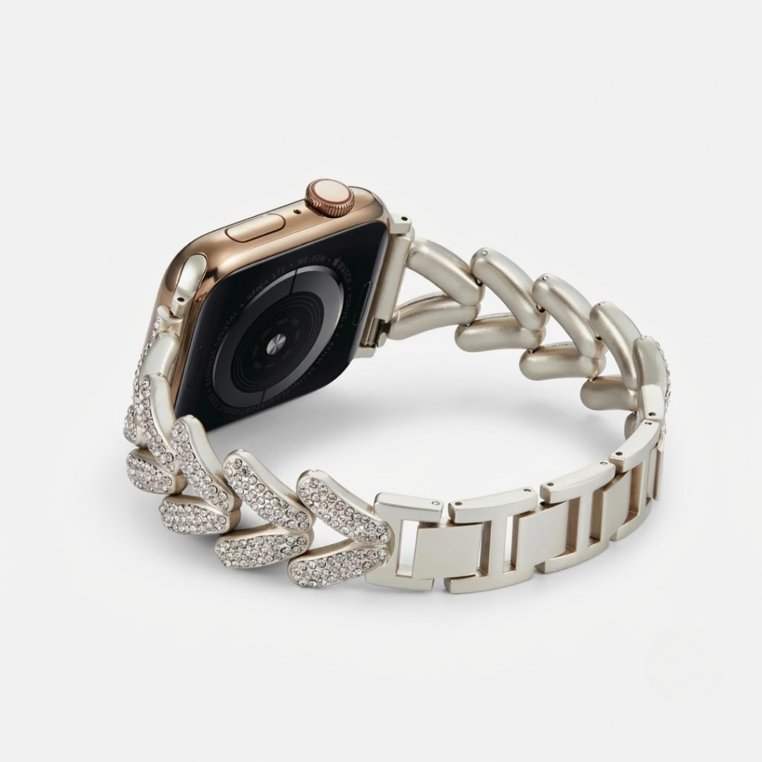 Diamond-encrusted Stainless Steel Band - Watch Band