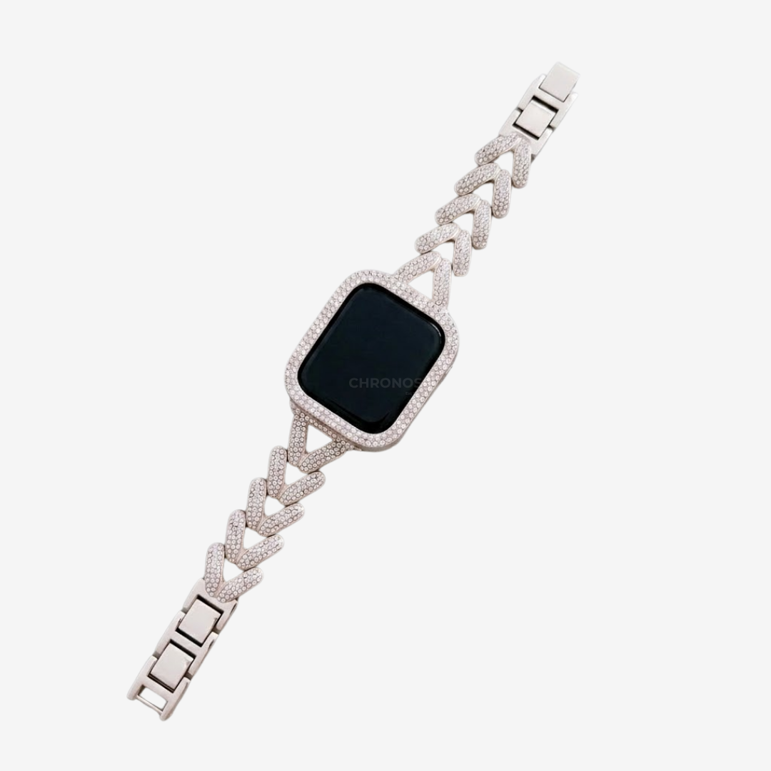 Diamond-encrusted Stainless Steel Band - Watch Band