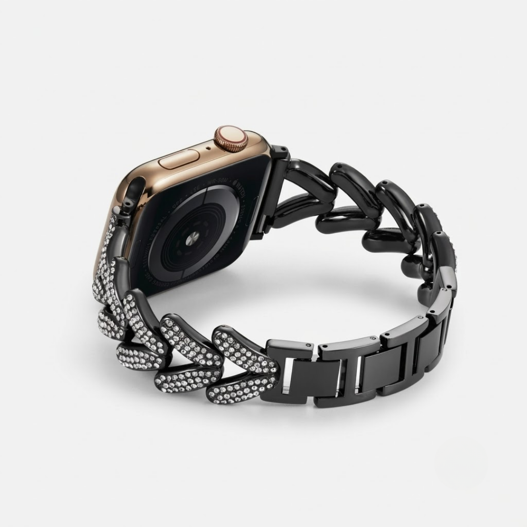 Diamond-encrusted Stainless Steel Band - Watch Band