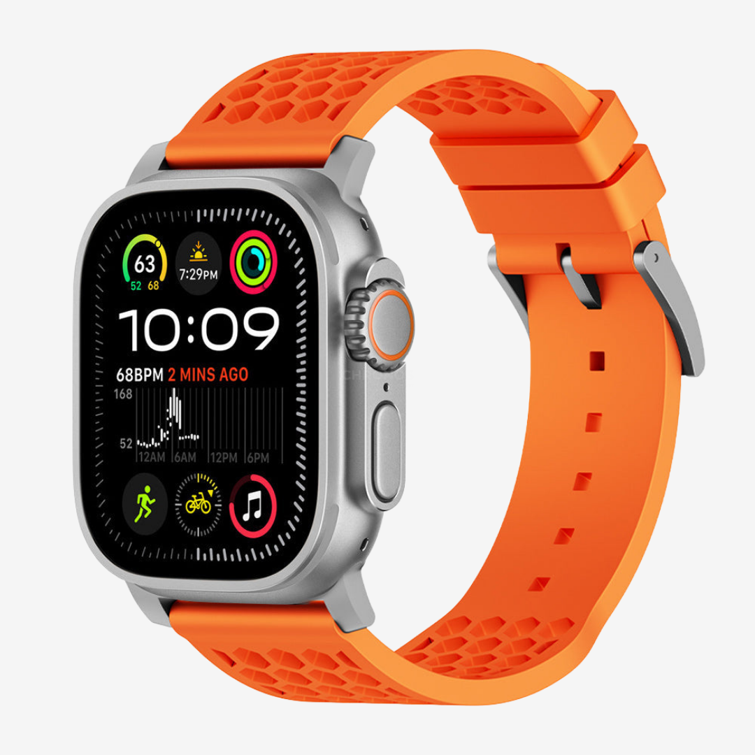 Football X Sport Band - Orange-Silver Buckle / 49mm - Watch Band