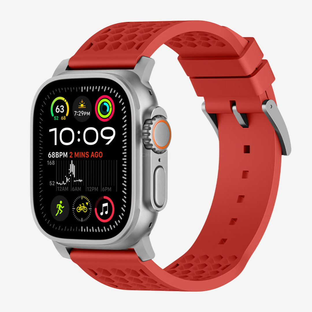 Football X Sport Band - Red-Silver Buckle / 49mm - Watch Band