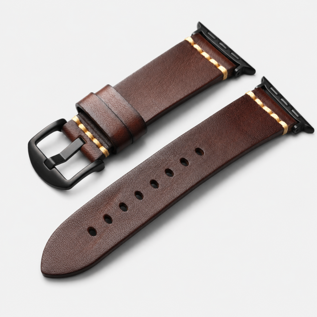 Full-Grain Leather Band for Apple Watch - Dark Brown / Black - Watch Band