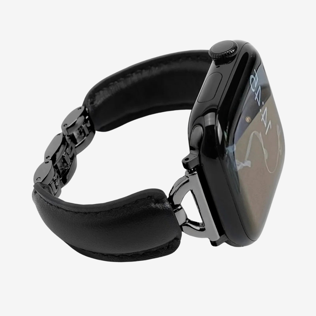 Glamour Leather Bracelet - Black Black / 49mm/46mm/45mm/44mm - Watch Band