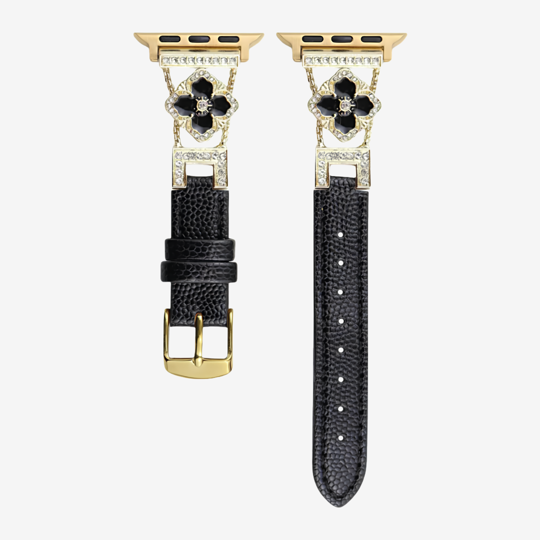 Glitter Leather Strap - Black Gold / 49mm/46mm/45mm/44mm - Watch Band