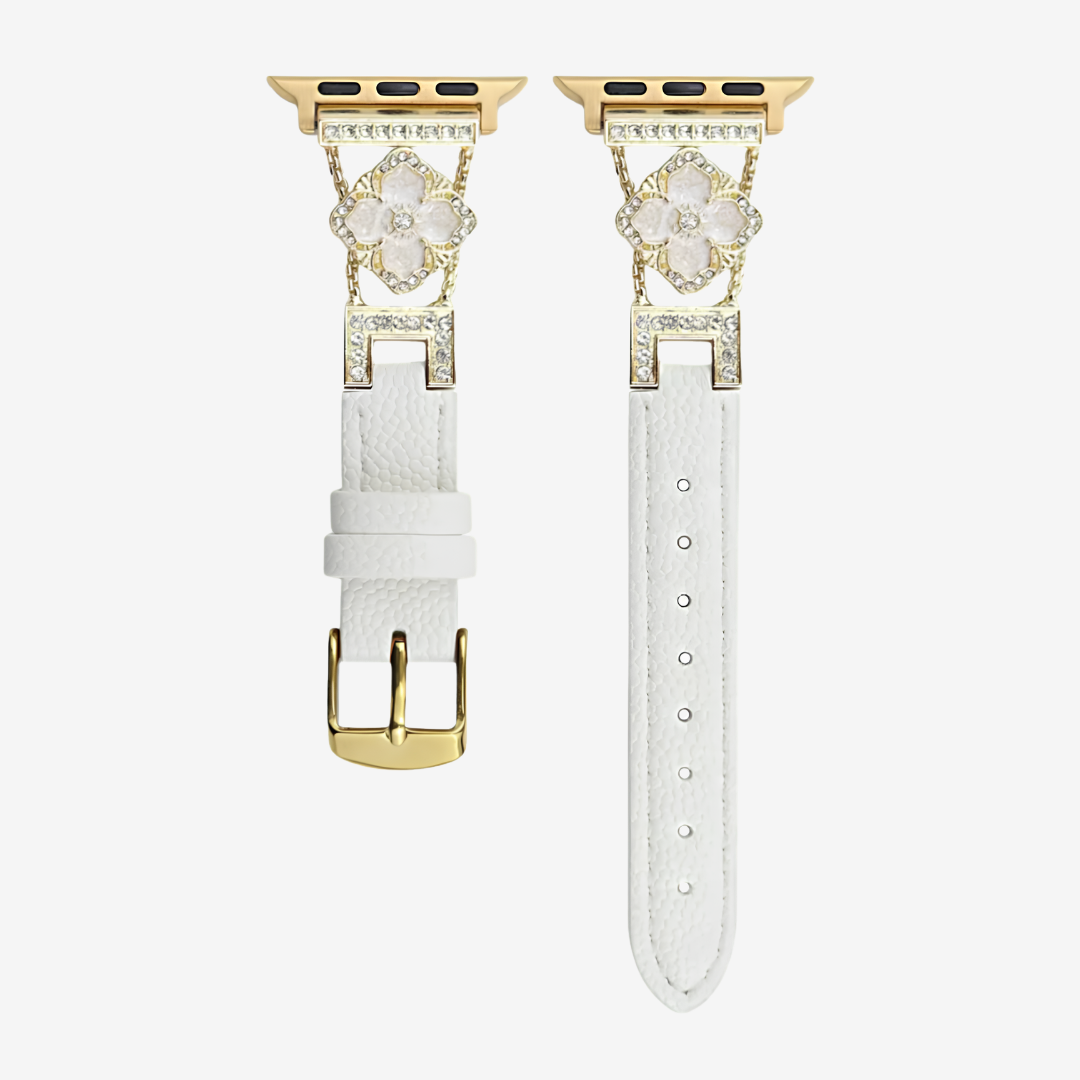 Glitter Leather Strap - White Gold / 49mm/46mm/45mm/44mm - Watch Band