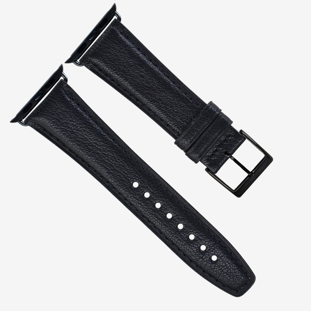 Goatskin Leather Strap For Apple Watch - Black / Black / 44mm/45mm/46mm/49mm - Watch Band