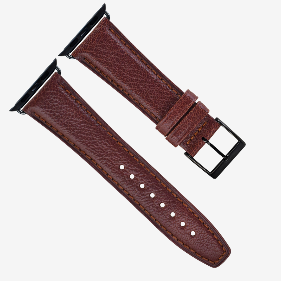 Goatskin Leather Strap For Apple Watch - Brown / Black / 44mm/45mm/46mm/49mm - Watch Band