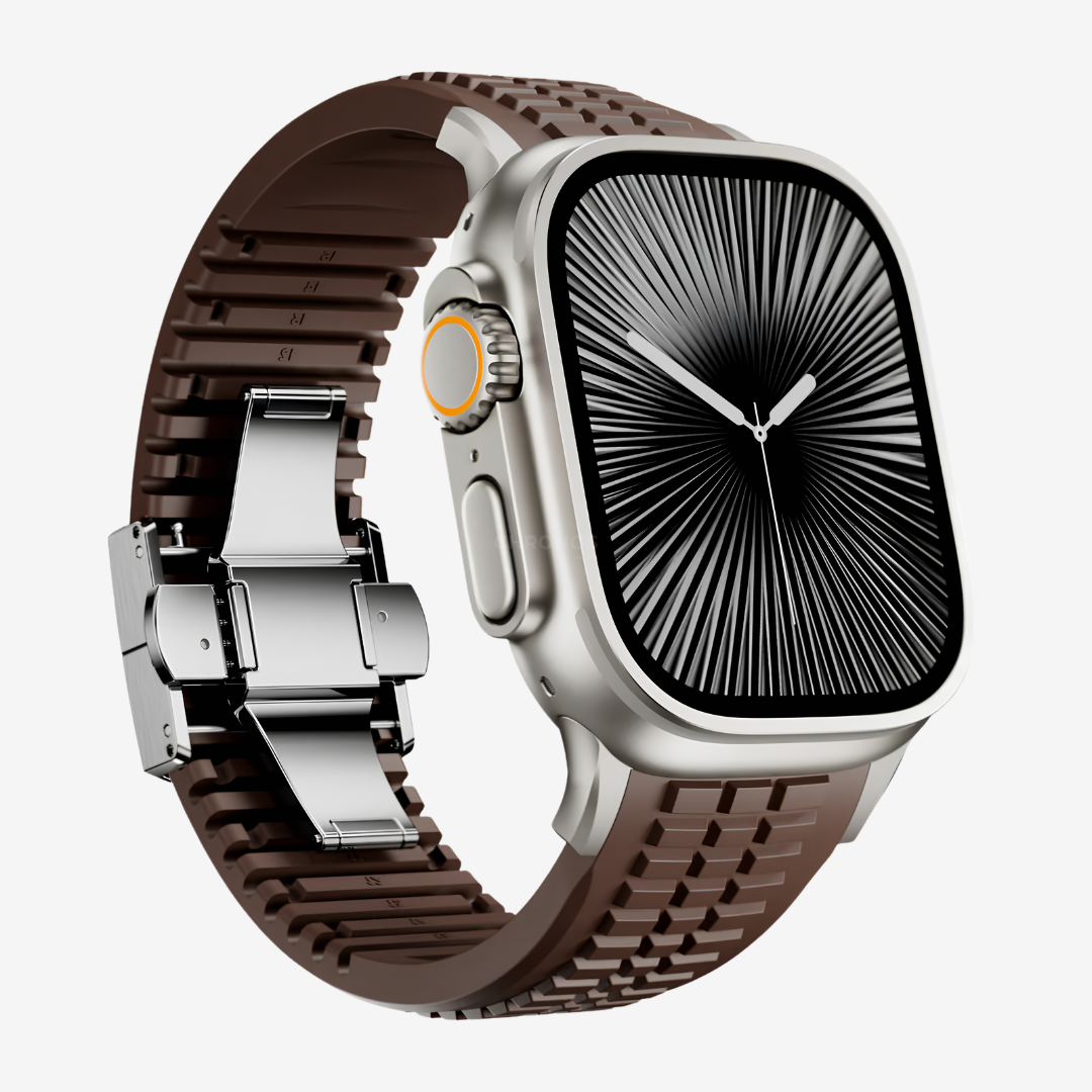 GR Modern Band For Apple Watch - Brown-Silver Buckle / 49mm - Watch Band