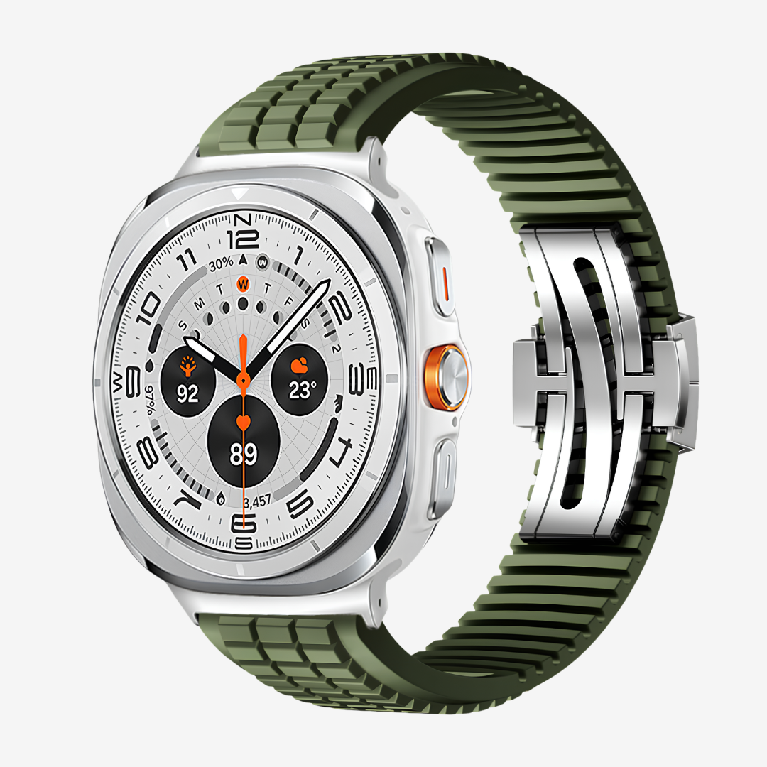 GR Modern Band Upgraded Version For Samsung Galaxy Watch - Green-Silver Buckle / Galaxy Watch Ultra 47mm - Watch Band