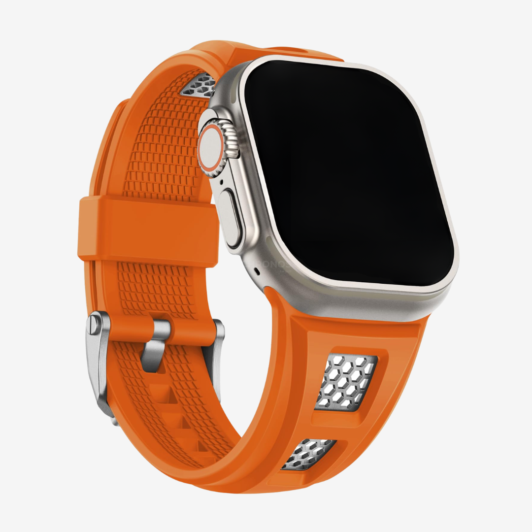 Grid Rugged Silicone Sport Band For Apple Watch - Orange / 44mm/45mm/46mm/49mm - Watch Band