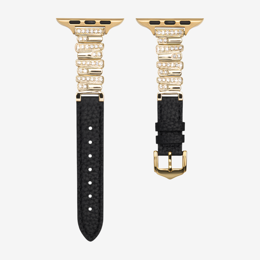 Hathor Leather Strap - Black Gold / 49mm/46mm/45mm/44mm - Watch Band