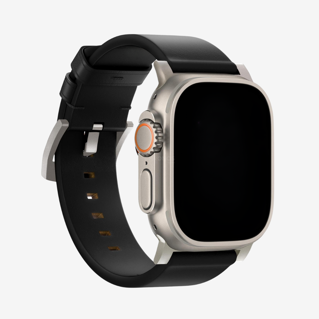 Horween Leather Band - Black / Silver / 49mm - Watch Band