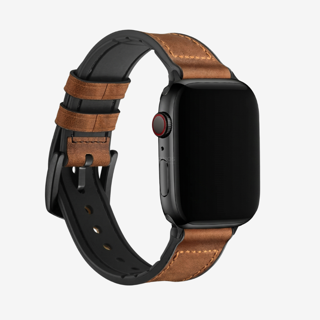 Leather Silicone Apple Watch Band - Brown / 44mm/45mm/46mm/49mm - Watch Band