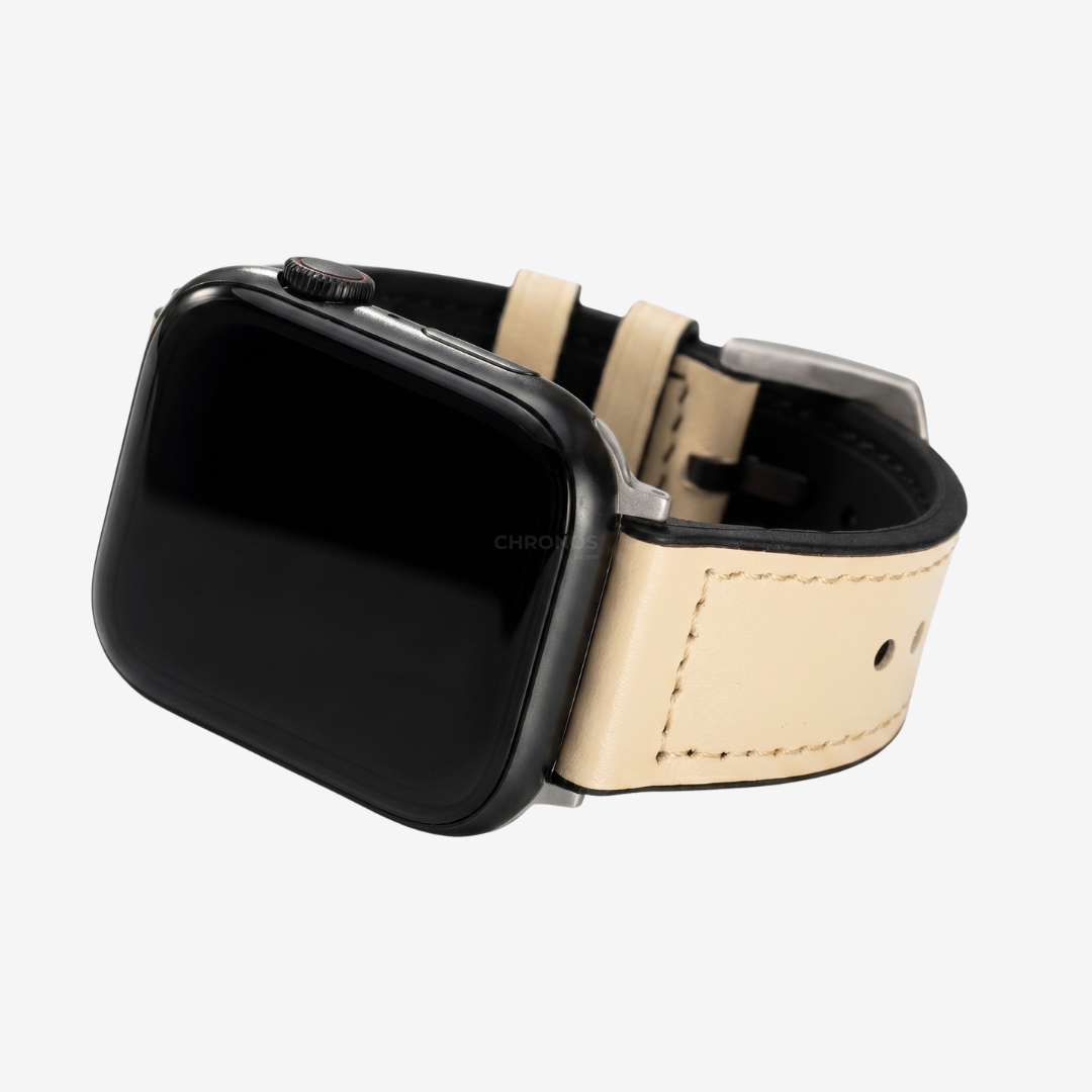 Leather Silicone Apple Watch Band - Ivory White / 44mm/45mm/46mm/49mm - Watch Band