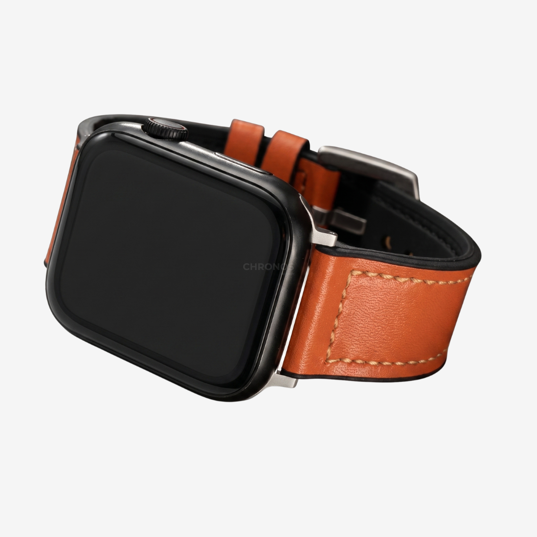 Leather Silicone Apple Watch Band - Orange / 44mm/45mm/46mm/49mm - Watch Band